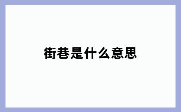 街巷是什么意思