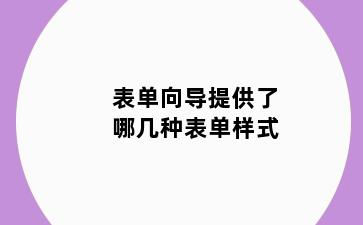 表单向导提供了哪几种表单样式