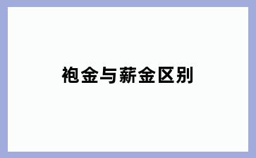 袍金与薪金区别