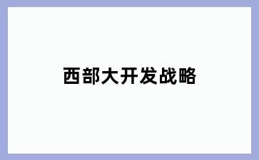 西部大开发战略