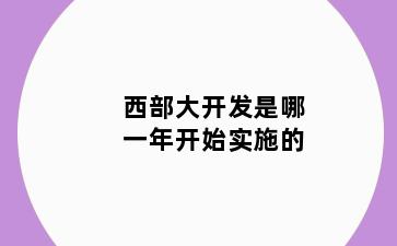 西部大开发是哪一年开始实施的