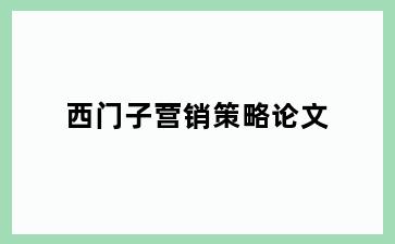 西门子营销策略论文