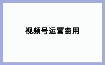 视频号运营费用