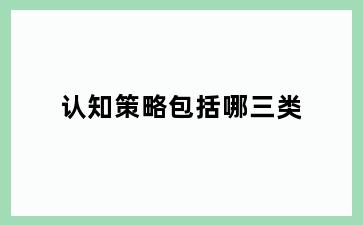 认知策略包括哪三类