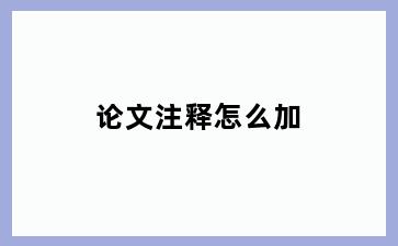 论文注释怎么加