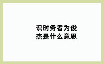 识时务者为俊杰是什么意思
