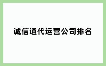 诚信通代运营公司排名