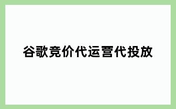 谷歌竞价代运营代投放