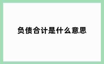 负债合计是什么意思