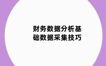 财务数据分析基础数据采集技巧