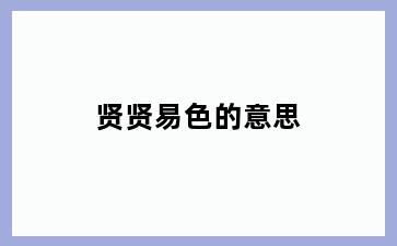 贤贤易色的意思