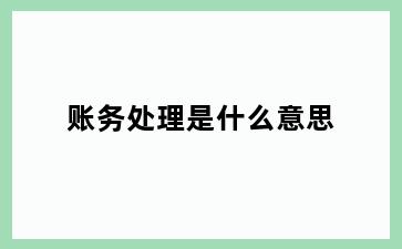账务处理是什么意思