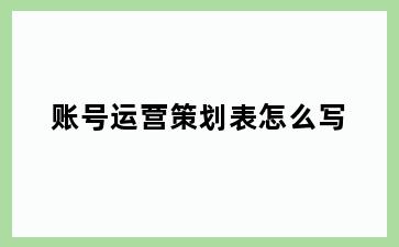 账号运营策划表怎么写