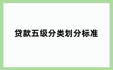 贷款五级分类划分标准