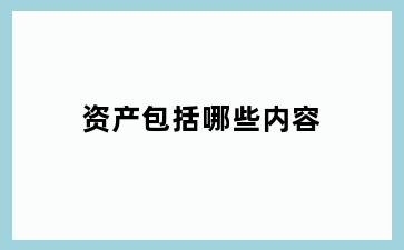资产包括哪些内容