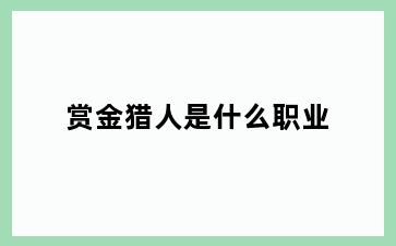 赏金猎人是什么职业