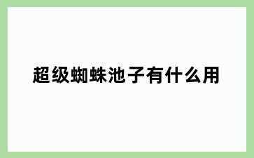 超级蜘蛛池子有什么用