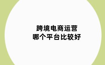 跨境电商运营哪个平台比较好