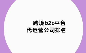 跨境b2c平台代运营公司排名