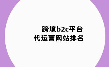 跨境b2c平台代运营网站排名
