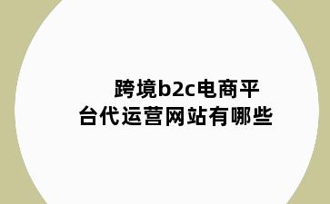 跨境b2c电商平台代运营网站有哪些