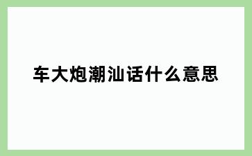 车大炮潮汕话什么意思