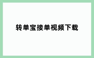 转单宝接单视频下载