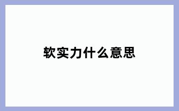 软实力什么意思