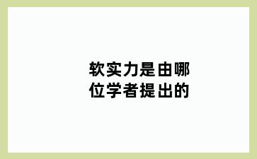 软实力是由哪位学者提出的