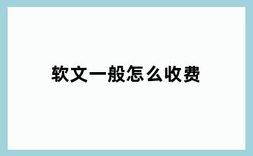 软文一般怎么收费