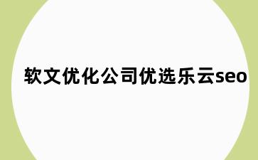 软文优化公司优选乐云seo