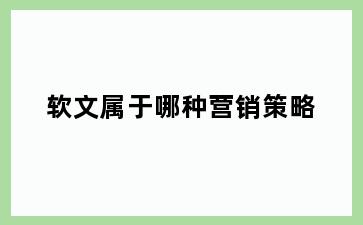 软文属于哪种营销策略