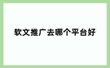 软文推广去哪个平台好