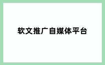 软文推广自媒体平台