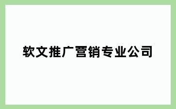 软文推广营销专业公司