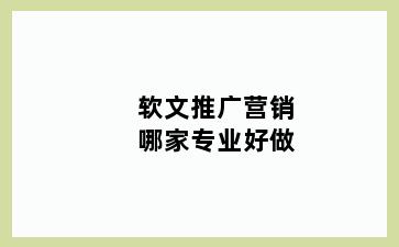 软文推广营销哪家专业好做