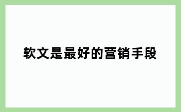 软文是最好的营销手段