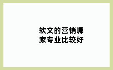 软文的营销哪家专业比较好