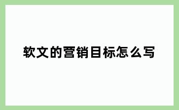软文的营销目标怎么写