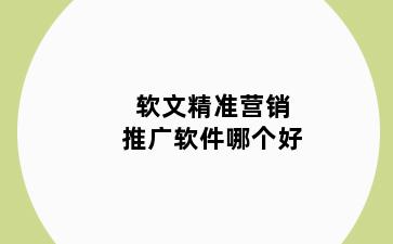 软文精准营销推广软件哪个好