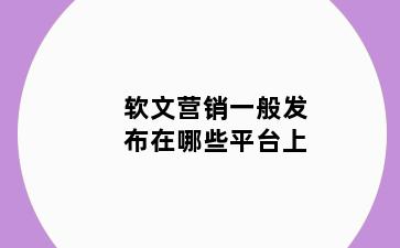 软文营销一般发布在哪些平台上