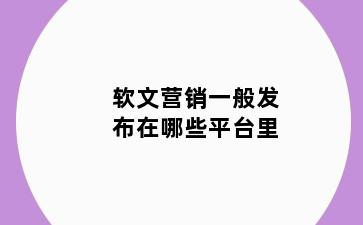 软文营销一般发布在哪些平台里