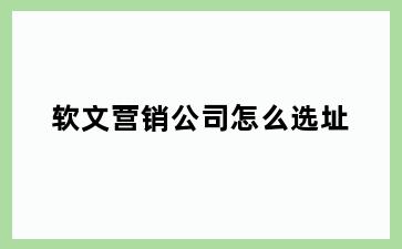 软文营销公司怎么选址