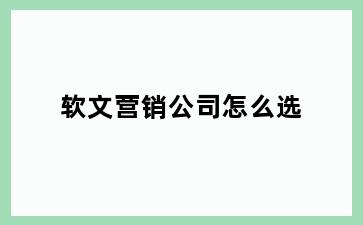 软文营销公司怎么选