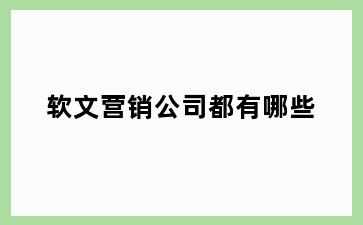软文营销公司都有哪些
