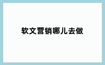 软文营销哪儿去做