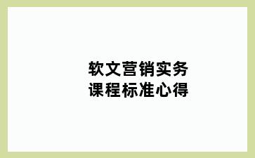 软文营销实务课程标准心得