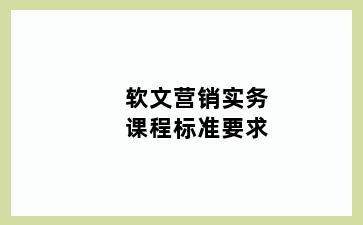 软文营销实务课程标准要求