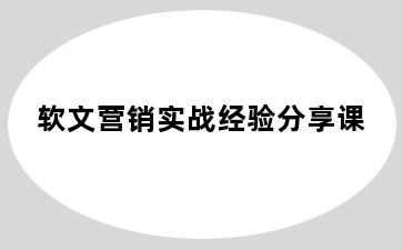 软文营销实战经验分享课