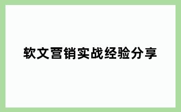 软文营销实战经验分享